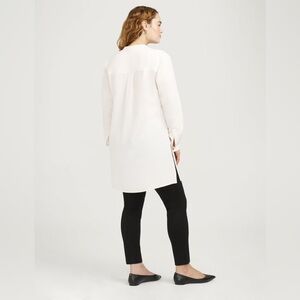 Anne Klein Split-Neck Long Sleeve Nehru Tunic Women's S Anne Side Slits EUC